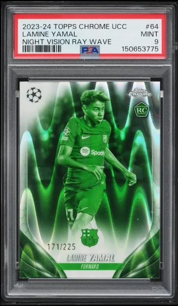 2023 Topps Chrome UEFA Night Vision Ray Wave Lamine Yamal ROOKIE /225 #64 PSA 9 MINT