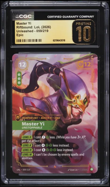 2026 Riftbound League Of Legends LoL Unleashed Epic Master Yi #059 CGC 10 PRISTINE
