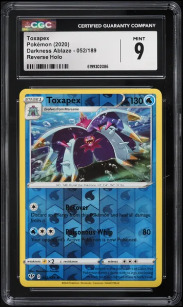 Toxapex · Darkness Ablaze Reverse Holo #052 (2020), CGC 9