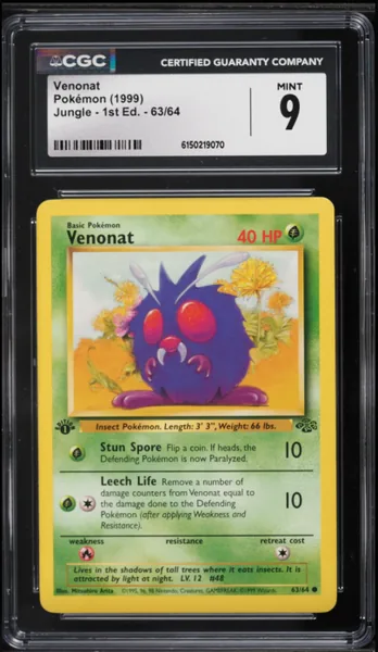 Venonat · Jungle 1st Edition #63 (1999), CGC 9