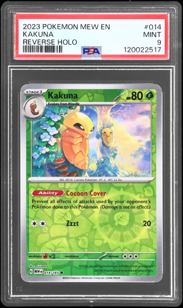2023 Pokemon Mew Reverse Holo Kakuna #14 PSA 9