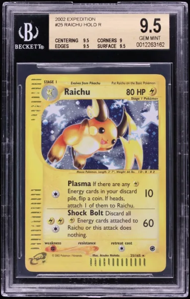 2002 Pokemon Expedition Holo Raichu #25 BGS 9.5 GEM MINT