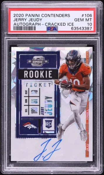 2020 Panini Contenders Cracked Ice Jerry Jeudy ROOKIE AUTO /22 #106 PSA 10 GEM MINT