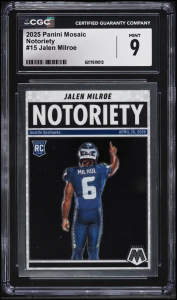2025 Panini Mosaic Notoriety Jalen Milroe ROOKIE #15 CGC 9 MINT