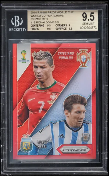 2014 Panini Prizm World Cup Matchups Red Cristiano Ronaldo & Lionel Messi /149 #19 BGS 9.5 GEM