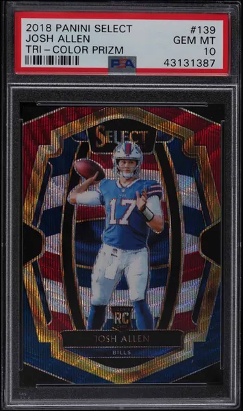 2018 Select Premier Level Tri-Color Prizm Josh Allen ROOKIE /199 #139 PSA 10 GEM