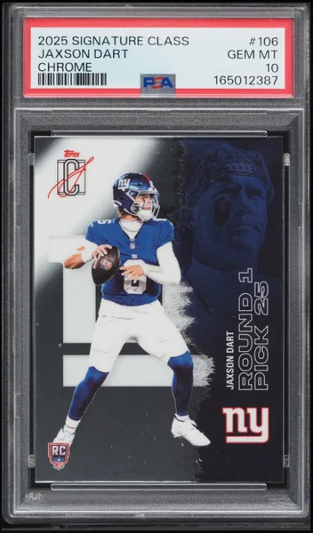 Jaxson Dart · Topps Chrome Signature Class Rookie #106 (2025), PSA 10