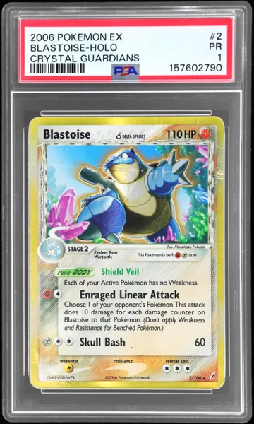 Blastoise · Crystal Guardians Holo #2 (2006), PSA 1