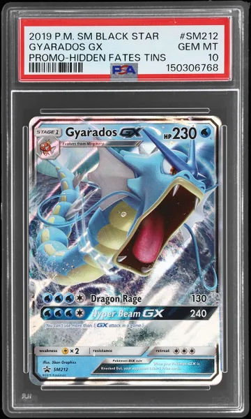 2019 Pokemon Sun and Moon Black Star Promo Hidden Fates Tins Gyarados Gx #SM212 PSA 10