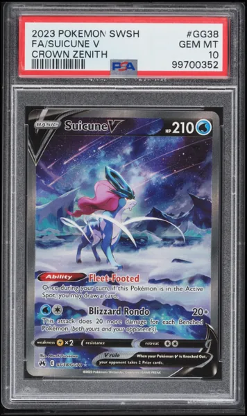 Suicune V · Crown Zenith Full Art #GG38 (2023), PSA 10