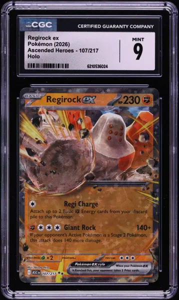 Regirock ex · Ascended Heroes Holo #107 (2026), CGC 9