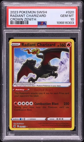 Radiant Charizard · Crown Zenith Holo #20 (2023), PSA 10