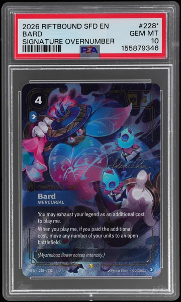 2026 Riftbound League of Legends Spiritforged Signature Overnumber Bard #228* PSA 10