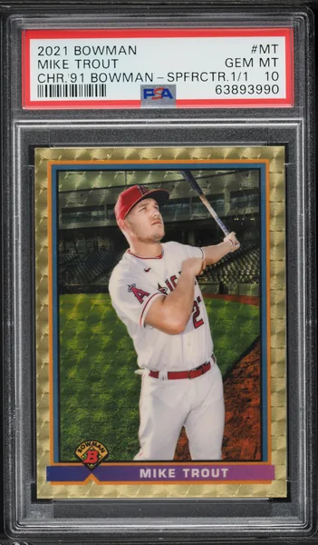 2021 #MT Mike Trout PSA 10 Bowman Chrome 1991 Bowman Baseball