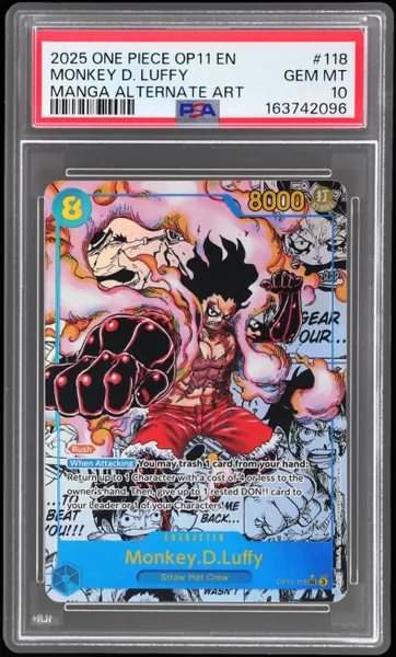 2025 One Piece A Fist of Divine Speed Manga Alternate Art Monkey D. Luffy #OP11-118 PSA 10