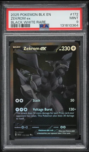 Zekrom ex · Black Bolt Black White Rare #172 (2025), PSA 9