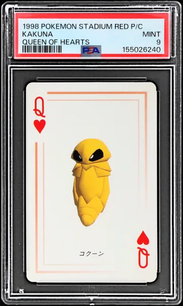 Kakuna · Stadium Red Version Playing Cards Queen of Hearts (1998), PSA 9