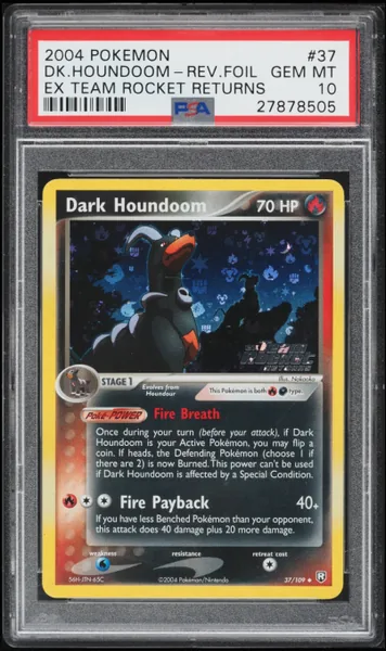2004 Pokemon EX Team Rocket Returns Reverse Holo Dark Houndoom #37 PSA 10 GEM MINT
