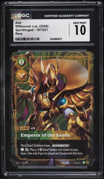 2026 Riftbound League Of Legends LoL Spiritforged Azir #197 CGC 10 GEM MINT