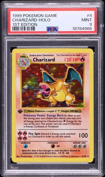 1999 #4 Charizard PSA 9 Pokemon Base Set Shadowless 1st Edition Holo
