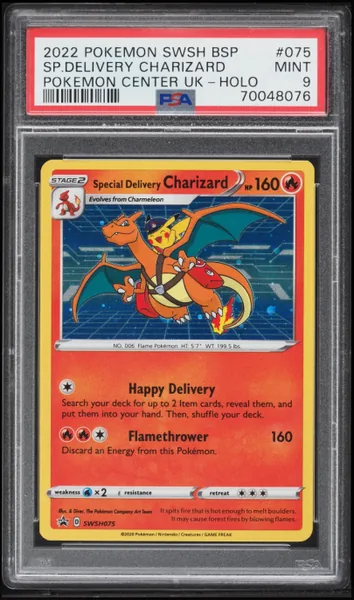 Charizard · Sword & Shield Promo Center UK Holo Special Delivery #75 (2022), PSA 9