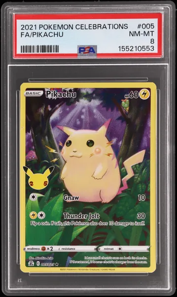 Pikachu · Celebrations #005 (2021), PSA 8