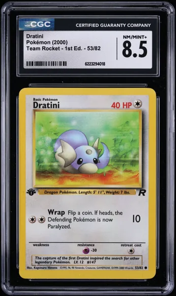 Dratini · Team Rocket 1st Edition #53 (2000), CGC 8.5