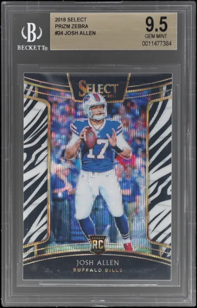 2018 Panini Select Concourse Zebra Prizm Josh Allen #24 BGS 9.5