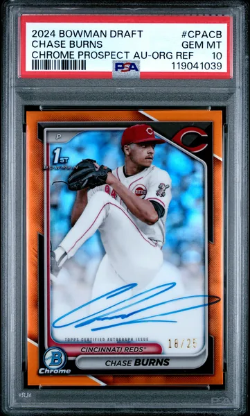 2024 #CPACB Chase Burns PSA 10 Bowman Draft Chrome Prospect Autographs Baseball