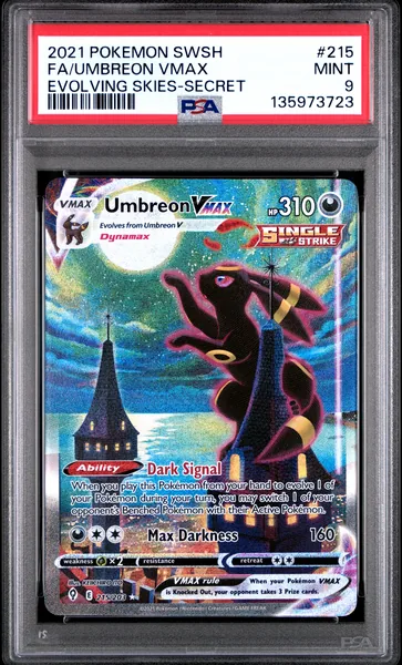 2021 #215 Full Art/Umbreon Vmax PSA 9 Sword & Shield Evolving Skies