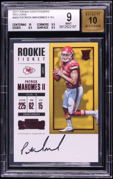 2017 Panini Contenders Red Zone Patrick Mahomes II ROOKIE AUTO #303 BGS 9 MINT