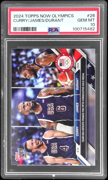 2024 Topps Now Olympics Kevin Durant/Lebron James/Stephen Curry #26 /588030 PSA 10