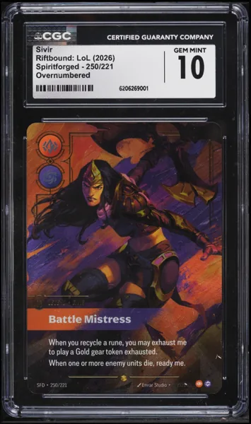 2026 Riftbound League Of Legends LoL Spiritforged Overnumbered Sivir #250 CGC 10 GEM MINT