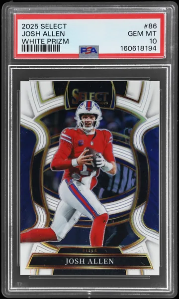 2025 Panini Select Concourse White Prizm Josh Allen #86 4/35 PSA 10