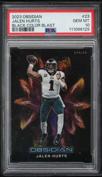Jalen Hurts · Obsidian Black Color Blast #23 (2023), PSA 10