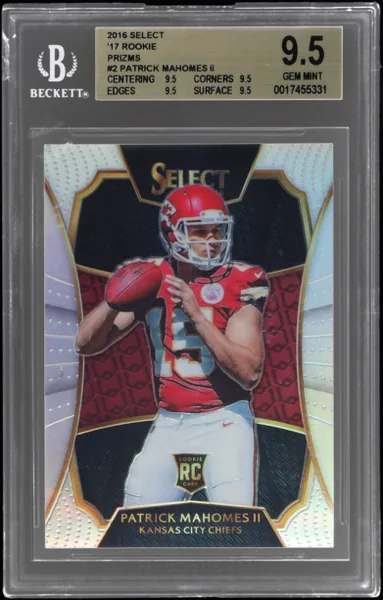 2016 Panini Select 2017 NFL Draft Xrc Prizm Redemption Patrick Mahomes II #2 BGS 9.5