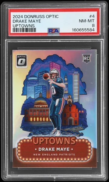 Drake Maye · Donruss Optic Uptowns #4 (2024), PSA 8