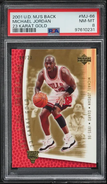 Michael Jordan · Upper Deck MJ's Back 23 Karat Gold /23 #MJ-66 (2001), PSA 8