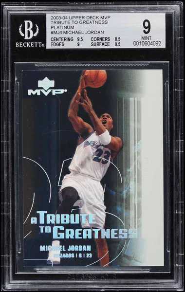 2003 UD MVP Tribute To Greatness Platinum Michael Jordan /50 #MJ4 BGS 9 MINT