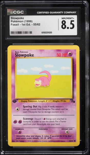 Slowpoke · Fossil 1st Edition #55 (1999), CGC 8.5