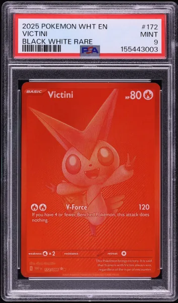 Victini · White Flare Black White Rare #172 (2025), PSA 9