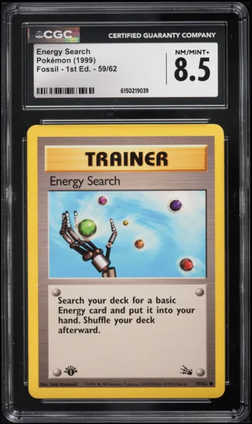 Energy Search · Fossil 1st Edition #59 (1999), CGC 8.5