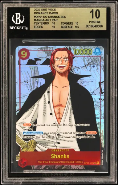 2022 #OP01120 Shanks MANGA ART SEC BGS 10 One Piece Card Game Romance Dawn