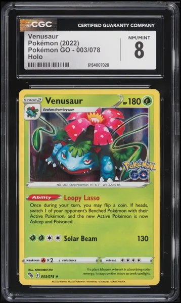 Venusaur · Pokémon GO Holo #3 (2022), CGC 8