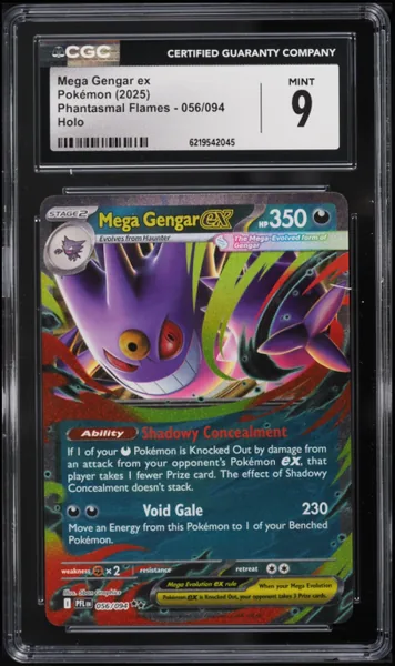 Mega Gengar ex · Phantasmal Flames Holo #56 (2025), CGC 9
