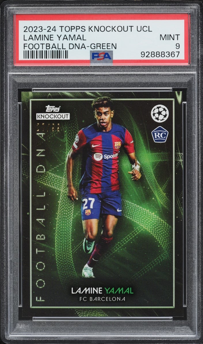 2023 Topps Knockout UEFA Champions League Football DNA Green Lamine Yamal ROOKIE /99 PSA 9 MINT