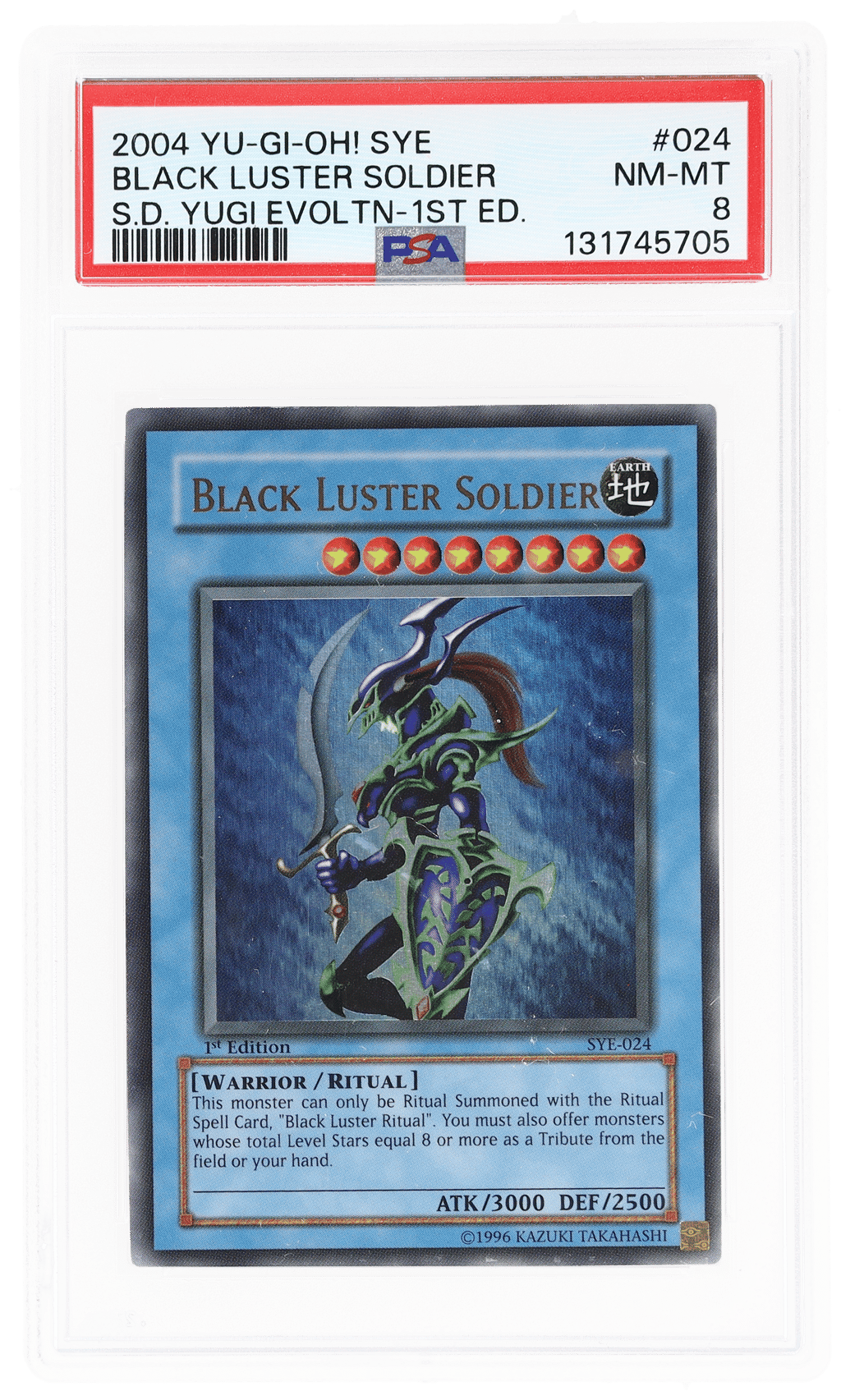 2004 Yu-Gi-Oh Starter Deck Yugi Evolution 1st Edition Black Luster Soldier #SYE-024 PSA 8