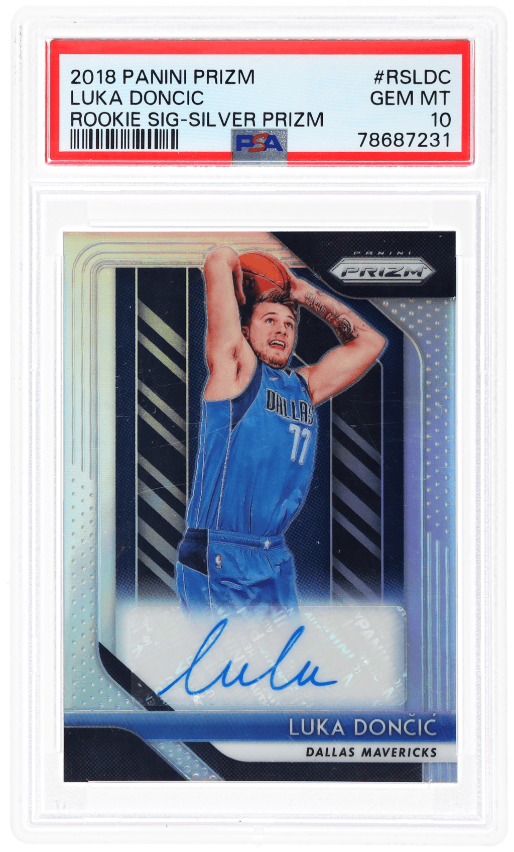 2018 Panini Prizm Rookie Signature Silver Prizm Luka Doncic #RS-LDC PSA 10