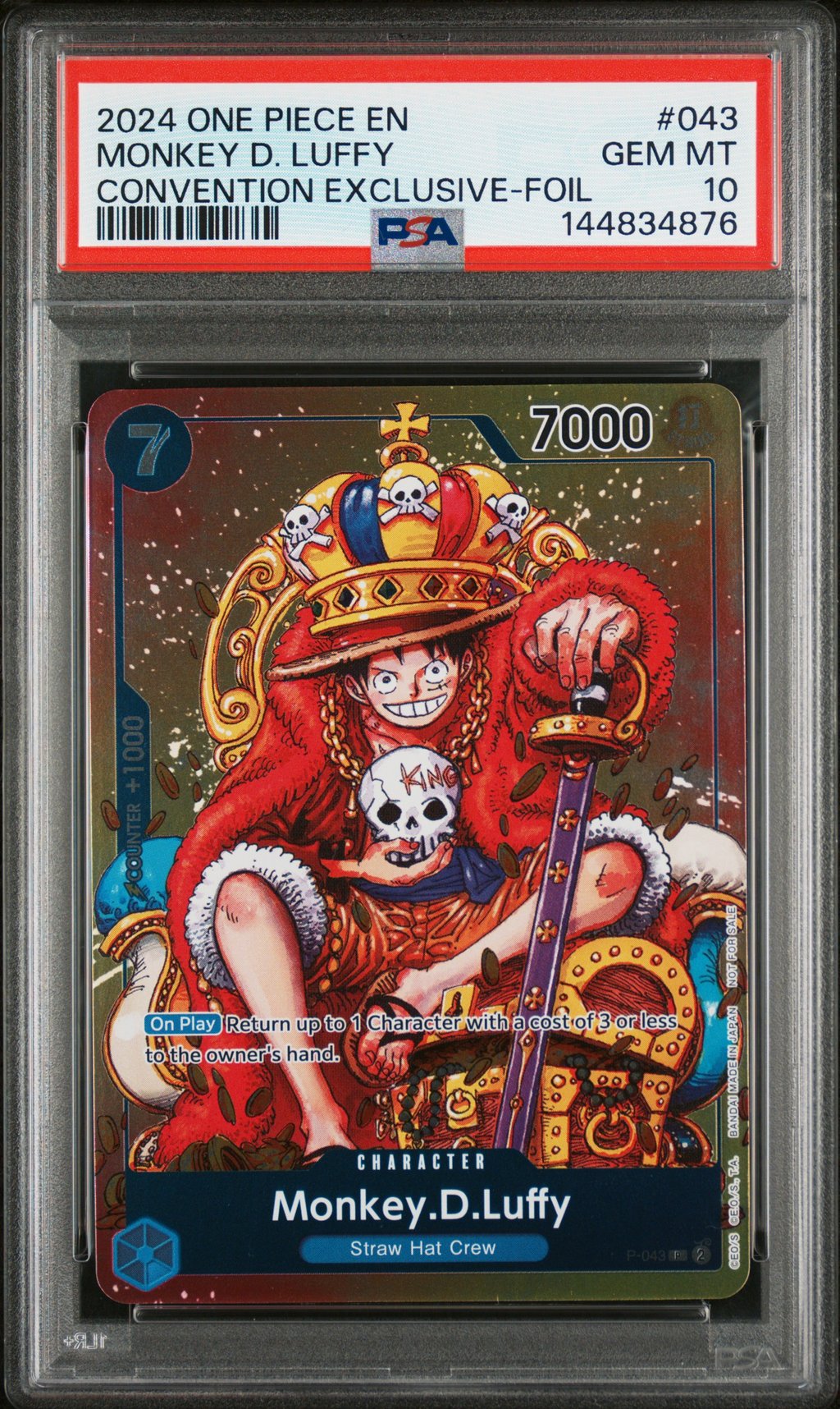 2024 ONE PIECE PROMOS 043 MONKEY D. LUFFY CONVENTION EXCLUSIVE-FOIL PSA 10