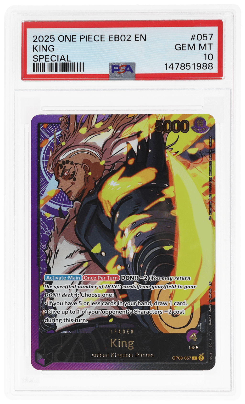 2025 One Piece Extra Booster Anime 25th Collection King #OP06-057 PSA 10